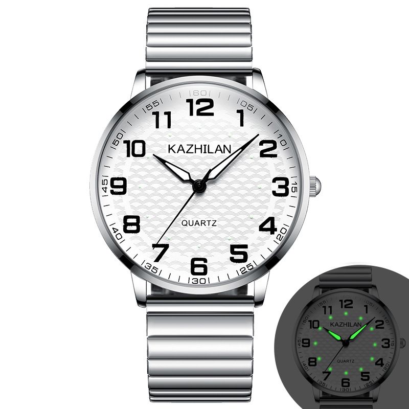 Orologio per anziani per coppie con numeri grandi, quadrante impermeabile e luminoso, adatto a genitori di mezza età e anziani, cinturino elastico in acciaio, al quarzo_voghion.com