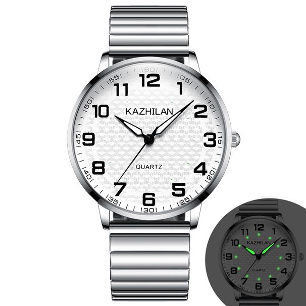 Orologio per anziani per coppie con numeri grandi, quadrante impermeabile e luminoso, adatto a genitori di mezza età e anziani, cinturino elastico in acciaio, al quarzo_voghion.com