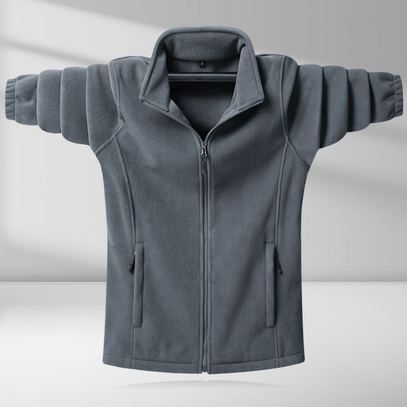 Plus fleece men's autumn and winter polar fleece solid color jacket autumn zipper top thickened coat winter _voghion.com