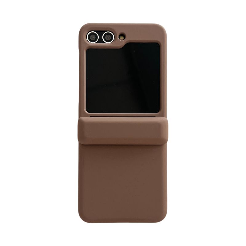 Skin feeling solid color suitable for Samsung ZFlip 5 mobile phone case Samsung zflip3/4 fold folding protective case card holder chain_voghion.com