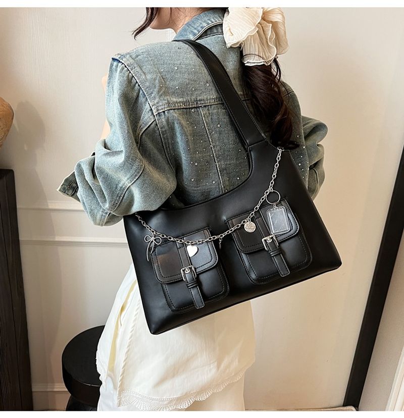Borse da donna, nuovo stile, borsa a mano con catena e tendenza motociclistica, borsa hobo coordinata_voghion.com