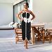Black And White Color Blocked Women's Bow Strapless High-end Set One-piece Swimsuit_voghion.com