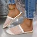 Große Größe Fischernetz Socken Hausschuhe Für Frauen 2025 Sommer Neue Stil Strass Flache Sandalen Schuhe_voghion.com