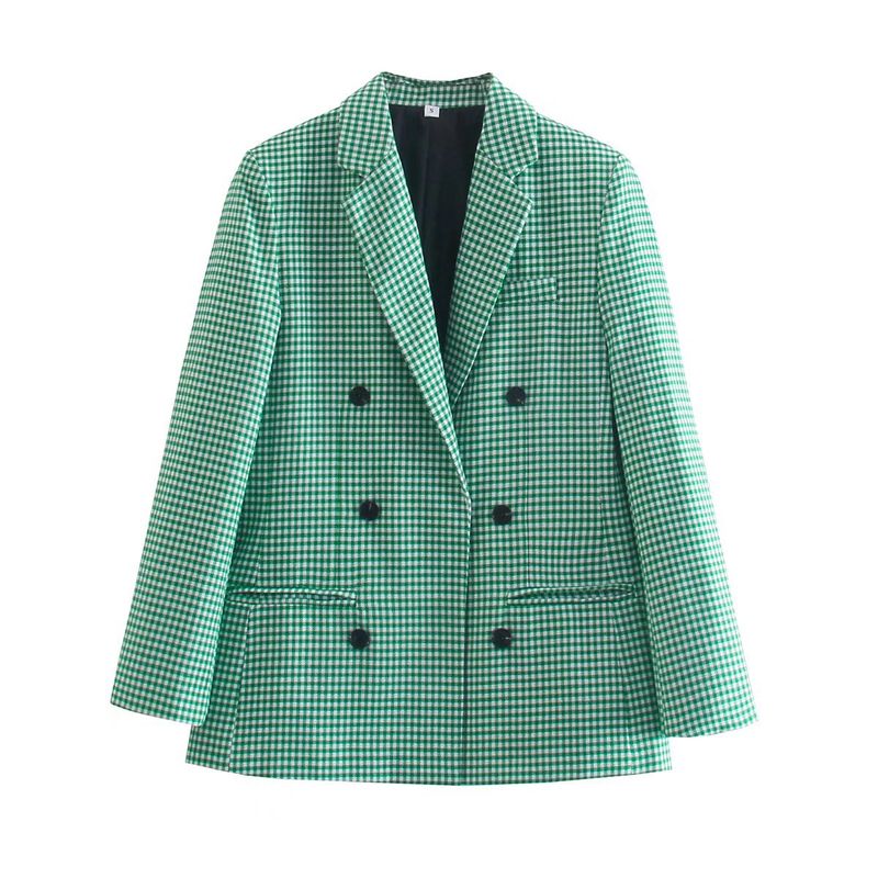 2025s 2025 Herfst Street Thousand Bird Dames Grid Small Suit Jas YY9-18454_voghion.com