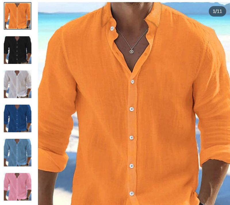 Men's Clothing [BreezeWeave] Men's Linen-Blend Shirt - Minimalist Design | Breathable Summer Top_voghion.com