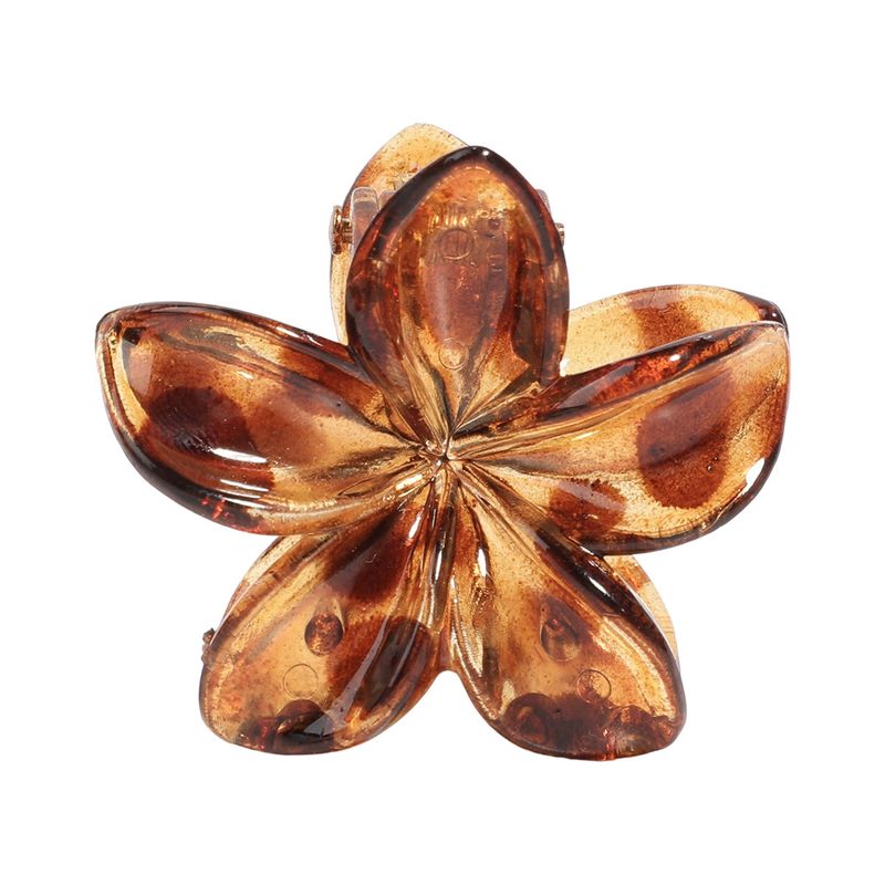 Jöle Rengi Plumeria Şeffaf Retro Leopar Estetik Plumeria Pençe Klipsi - Başın Arkası Topuz Köpekbalığı Klipsi_voghion.com