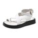 New Large Size Thick Sole Casual Toe Toe Round Toe Beach Shoes Ring Buckle Strap Sandals For Women_voghion.com