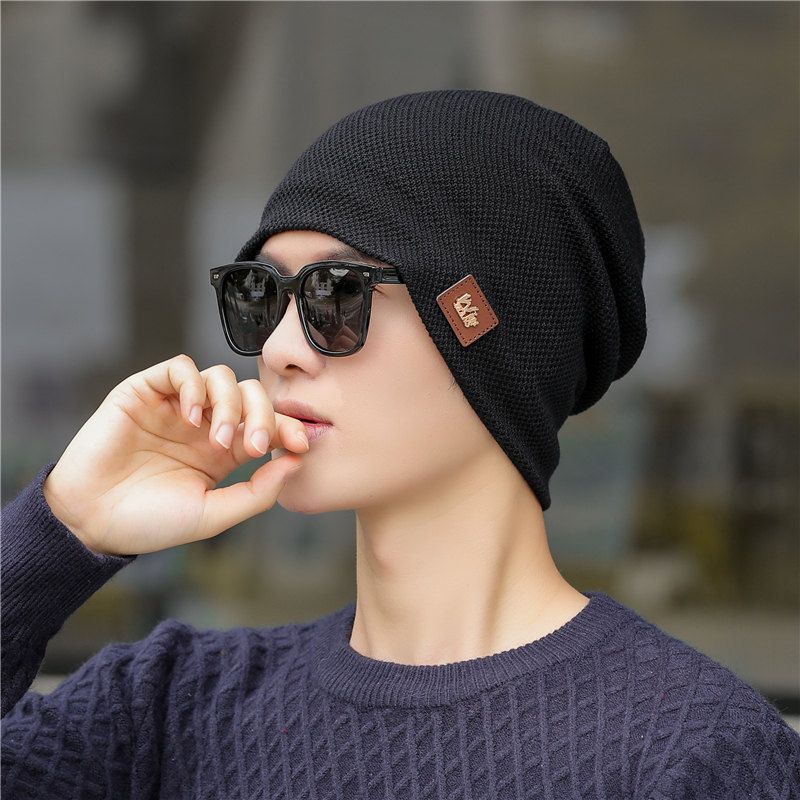 Nuovo berretto da sci da uomo e da donna in velluto W con piccola etichetta in pelle stampata lavorata a maglia autunno/inverno_voghion.com