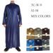 Herrenbekleidung Gewaschener Samt Einfarbig Stehkragen Langarm Arabische Robe Modische High-End-Islamische Robe_voghion.com