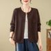 Cardigan rétro en maille de coton pour femme, col rond, manches longues, style automne 2024, vêtement d'extérieur tendance pour les diffusions en direct._voghion.com
