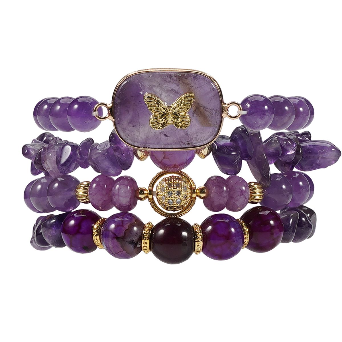 8 cm violett Kristall Ronn Perlen Päiperlek Tag Natursteen Armband Set Einfach Perséinlechkeet_voghion.com
