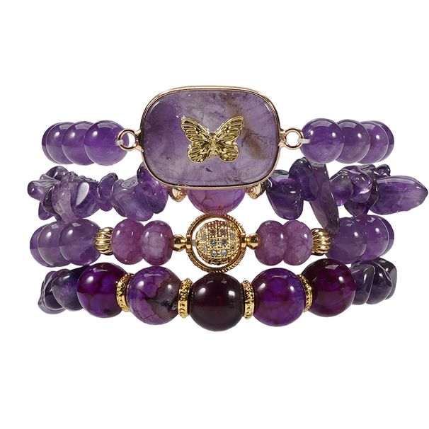 8 cm violett Kristall Ronn Perlen Päiperlek Tag Natursteen Armband Set Einfach Perséinlechkeet_voghion.com