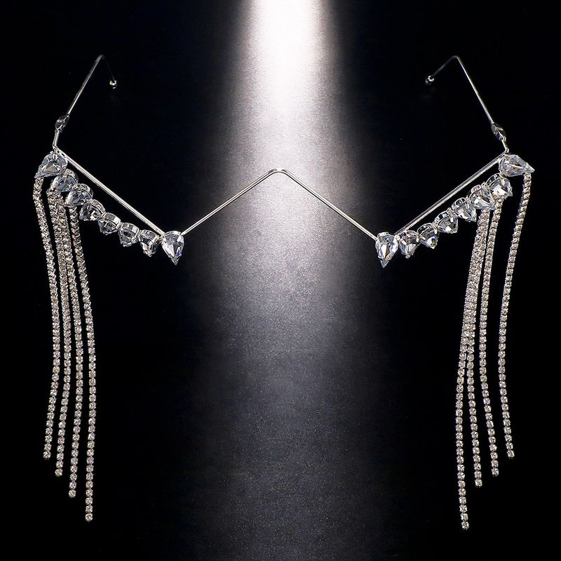 Populaire gezichtsaccessoires Muziekfestival Dans Brilmontuur met franjes Waterdruppel strass accessoiresmontuur_voghion.com