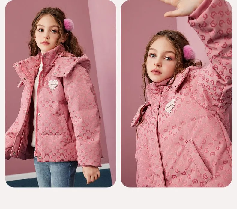 Ubrania dla dzieci Dziewczęca kurtka z nadrukiem puchowym z bawełny zimowa w nowym stylu dla dziewczynek zimowy płaszcz trend 2024 nowy styl zimowy płaszcz_voghion.com