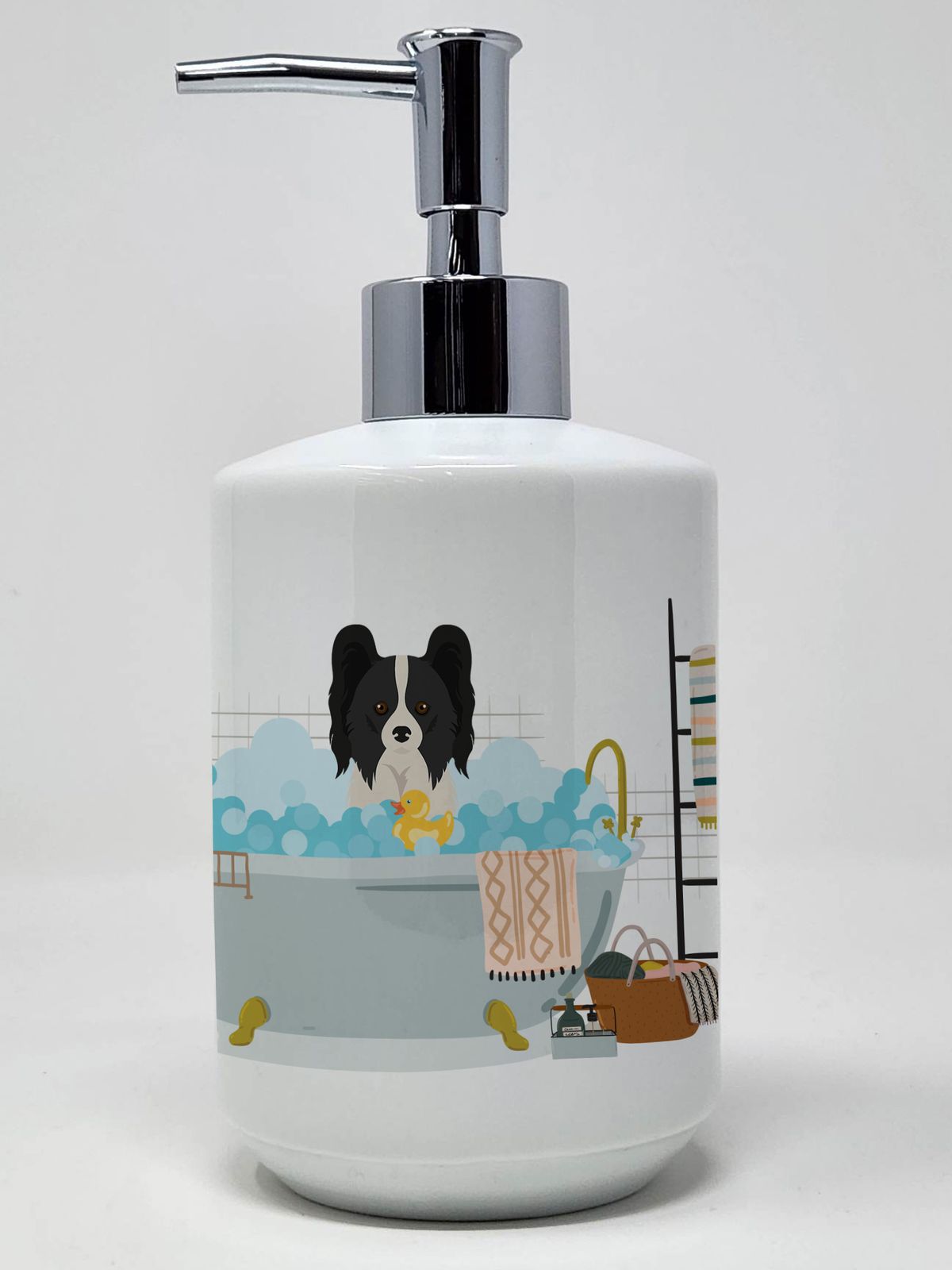 Black and White Papillon Ceramic Soap Dispenser Hand Soap Dispenser Pump Bottles for Bathroom Kitchen, Empty Refillable Liquid Soap Container_voghion.com