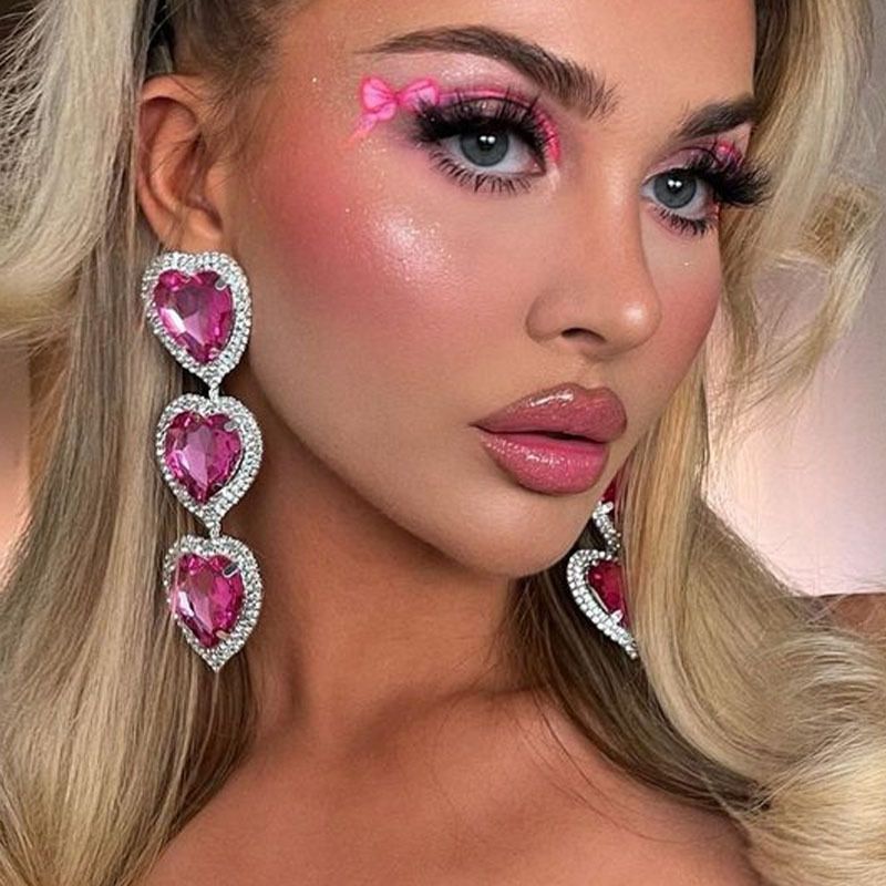 Orecchini pendenti a forma di cuore scintillante con strass, orecchini con accessori per temperamento_voghion.com