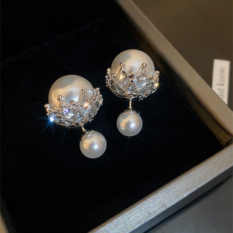 Boucles d'oreilles en perles légères et fortes, deux pièces, ins light, design de niche de luxe, tempérament féminin, boucles d'oreilles de haute qualité_voghion.com