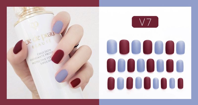Tina Scrub Matte Wearing Solid Color Two tone Finished False Patch Nail Panel V_voghion.com