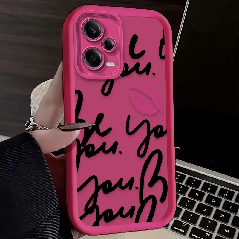 Fashion Lip Print English Case For Xiaomi Redmi Note 14 13 12 11 Pro Plus 5G 12S 11S 10S 10 9 Redmi 14C 13C 12C 12 4G A3 A3X_voghion.com