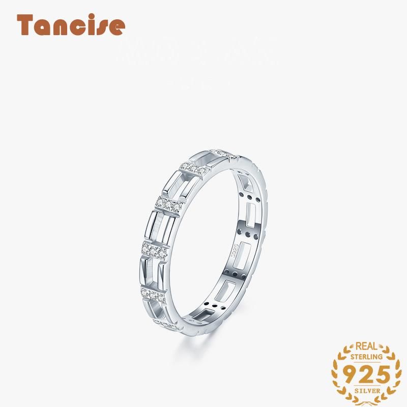  Tancise Classic Zircon Silver Ring Ladies Jewelry Wedding Promise Party Gift_voghion.com