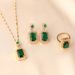 Set di orecchini e collana con anello geometrico classico in zircone e cristallo di smeraldo, gioielli con catena per clavicola di alta qualità._voghion.com