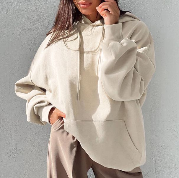 Women's hooded long-sleeved hoodie casual everything loose_voghion.com