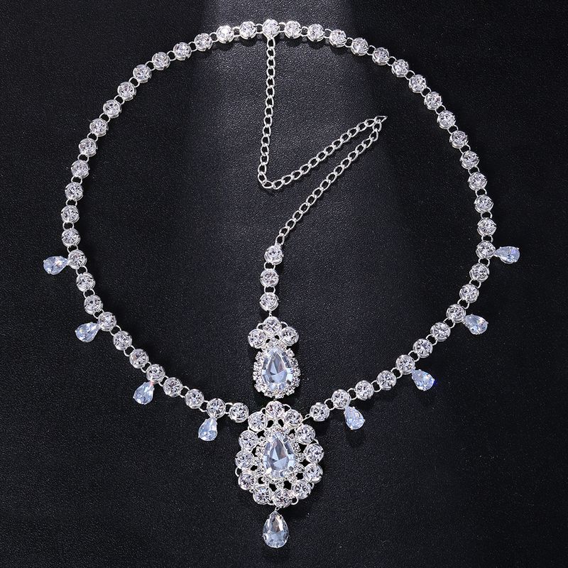 diamond studded Bohemian headdress fashion zircon water drop forehead chain trendy jewelry headdress_voghion.com