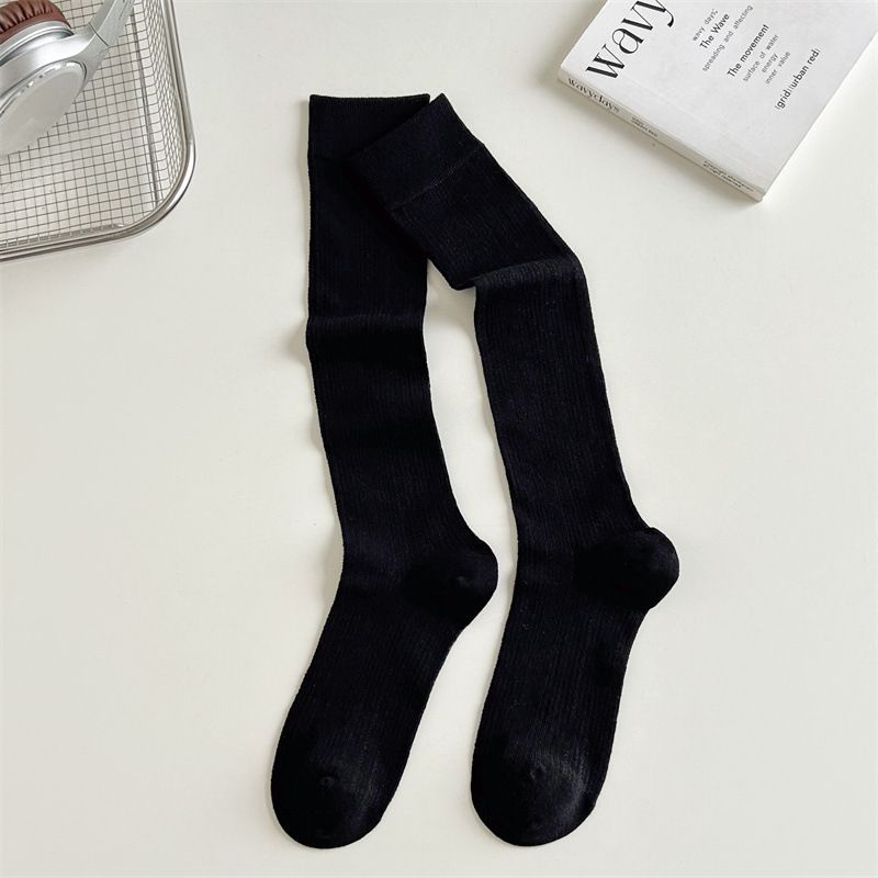 Gray Ballet Sweet White Calf Thin Hollow Out Seamless Long Tube Slouch Ins Style Solid Color JK Socks_voghion.com