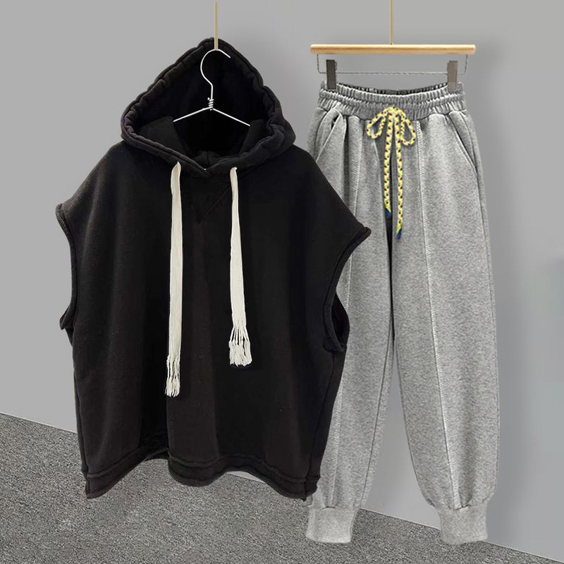 Men's Clothing Fashion Brand Solid Color Sleeveless T Shirt Suit Men's Summer Ins Trendy All Match Hooded Boys' Waistcoat Vest With Handsome_voghion.com