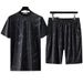 Men's Clothing Ice Silk Sports Suit Men's Summer Thin Short Sleeved T Shirt Quick Drying Casual Shorts Loose Large Size Clothes Set_voghion.com