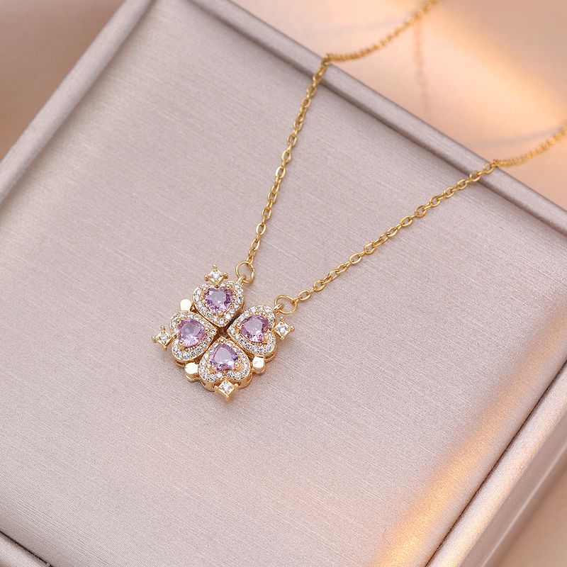 Damesketting, veelzijdige ketting met vierbladige bloemen, eendelig, multifunctioneel, vouwbaar, openend en sluitend, niche, sleutelbeenketting_voghion.com