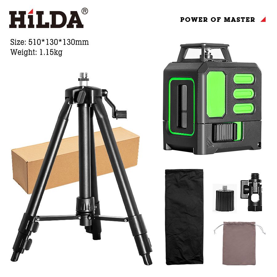 Livella laser a raggio verde autolivellante a 5 linee con base magnetica e supporto per treppiede – Laser a linee incrociate ad alta precisione per edilizia e fai da te_voghion.com