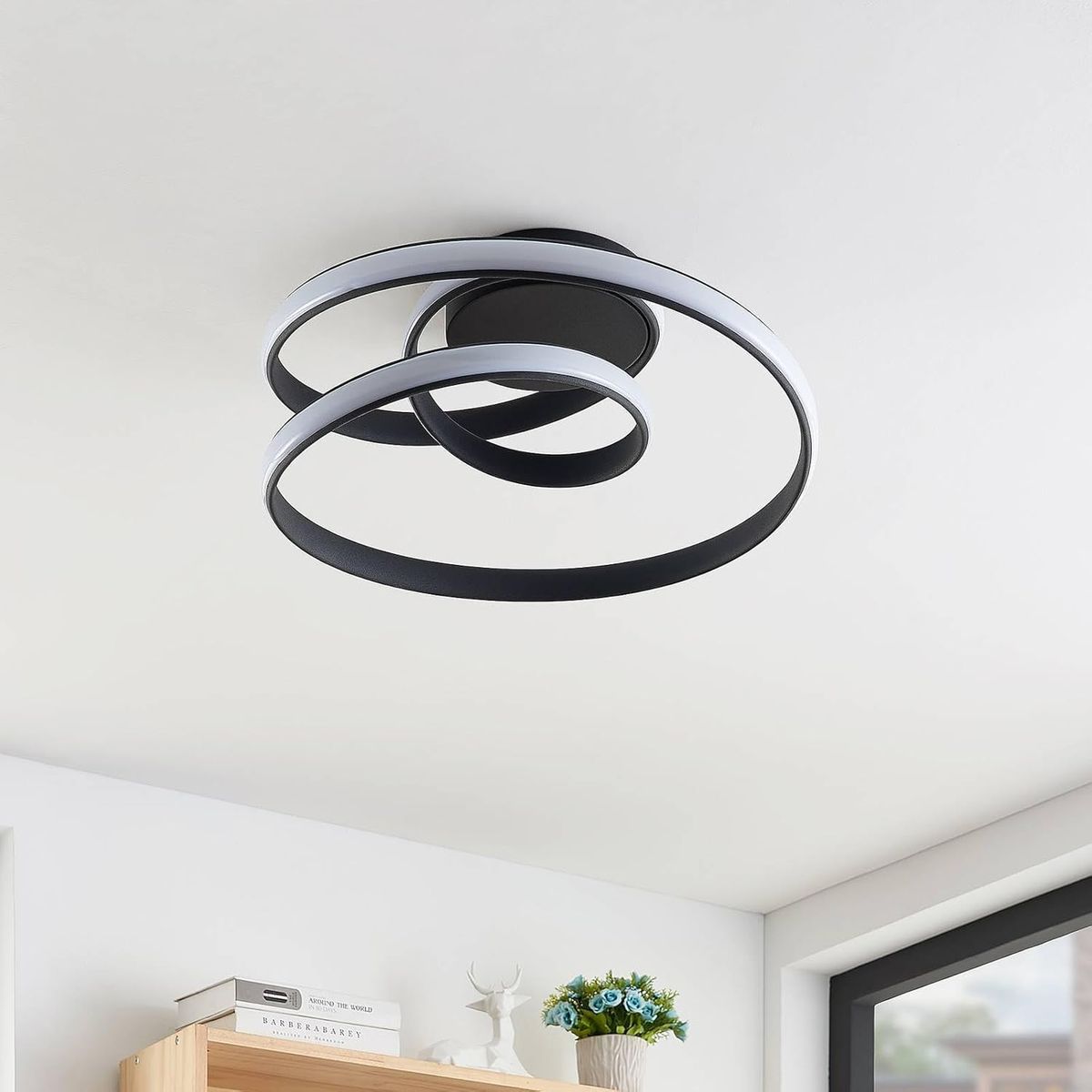 GOECO Moderne Deckenleuchte im minimalistischen Design, D30xH11 cm, Farbe Weiß, weißes Licht, 36 W, 220 V_voghion.com
