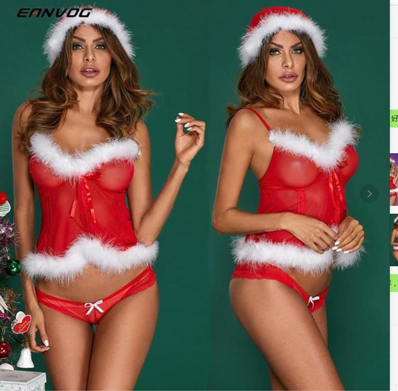 New Sexy Christmas Dress Sexy Women's Strap Skirt Christmas Dress Uniform Temptation_voghion.com