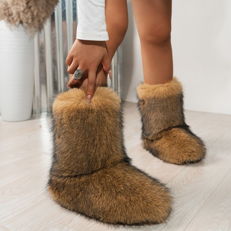 Big size women's high snow boots round head personality_voghion.com