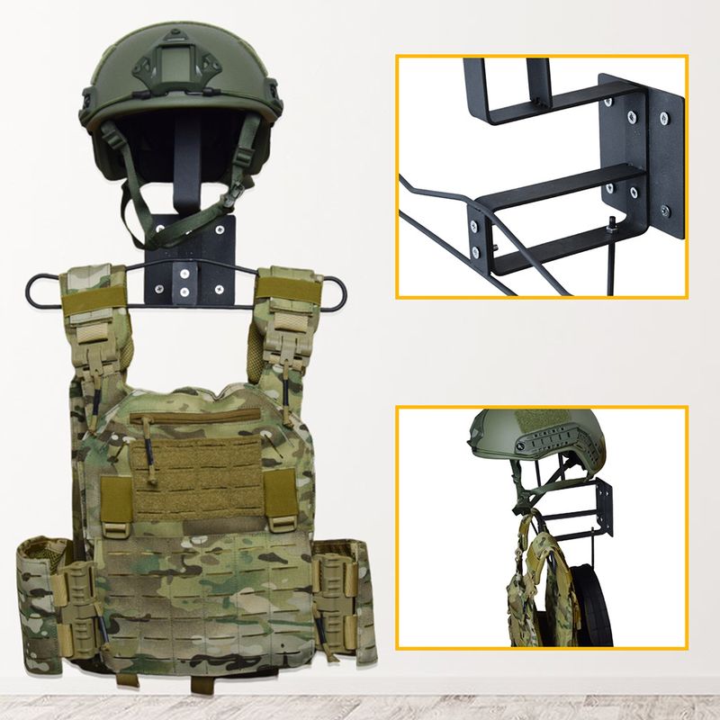 Tactical Accessory Display Rack Ferrous With Helmet Holder Multipurpose Wall Mount Organizer For Motorcycle, Cycling, And Sports Gear_voghion.com