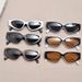 LazyZoom European American Retro Cat Eye Color Matching Men's And Women's Round Slimming Hip-hop Disco Catwalk Sunglasses Concave_voghion.com