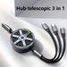 Cavo USB di ricarica rapida telescopico 3 in 1, adattatore multi-connettore universale con porte Lightning, Micro USB, Type-C, compatibile con ricarica rapida_voghion.com