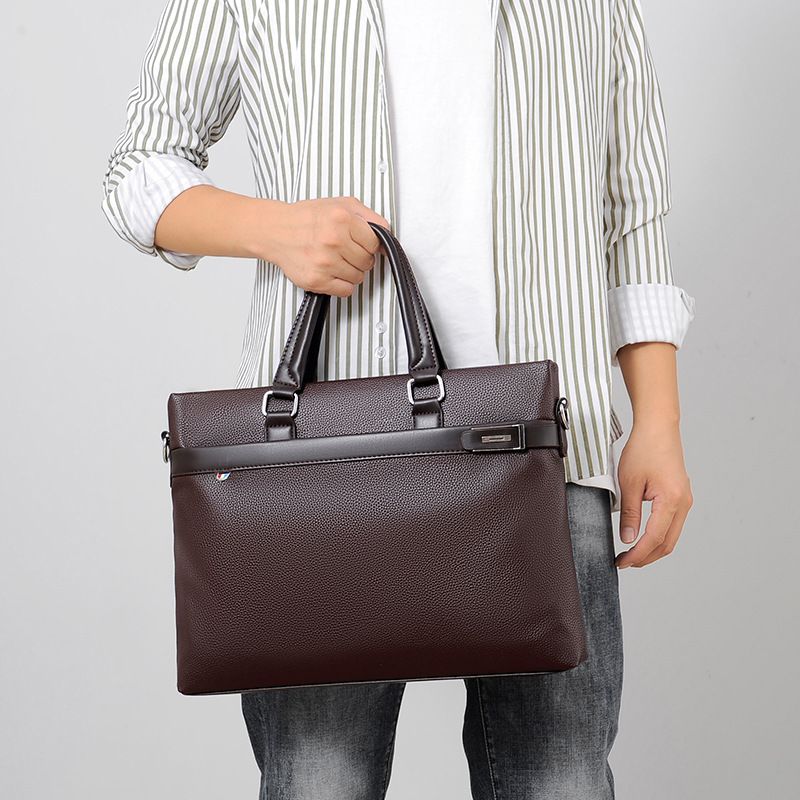 Herren-Business-Aktentasche, Herrenhandtasche, Business-Aktentasche, Umhängetasche mit einer Schulter, Computertasche aus weichem Pu-Leder, lässige und trendige Herrentasche_voghion.com
