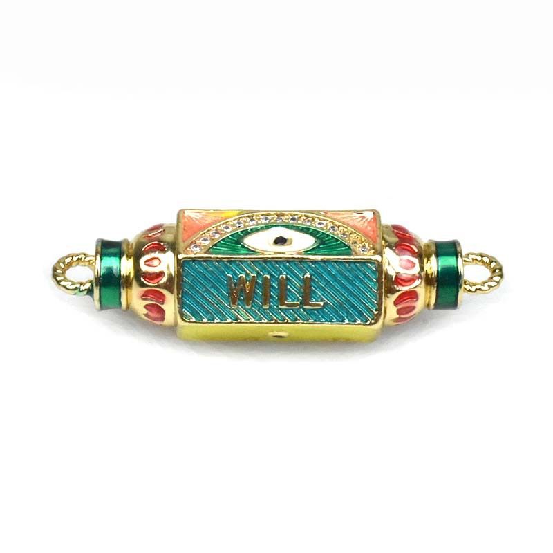 Colgante hexagonal de ojo malvado para mujer con microincrustaciones de circonita y accesorios de cobre para pulseras y collares DIY._voghion.com