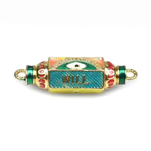 Colgante hexagonal de ojo malvado para mujer con microincrustaciones de circonita y accesorios de cobre para pulseras y collares DIY._voghion.com