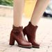 2018 Autumn Winter New British Style Chunky Belt Buckle High Heel Elastic Women's Ankle Boots Plus Size_voghion.com