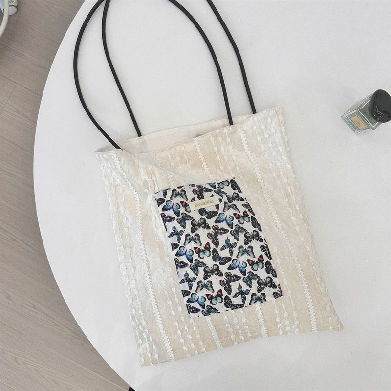 Neu Perle Nische Design Leinwand Große Kapazität Pendler Mädchen Spitze Tote Schulter Tasche Mode Hundert_voghion.com