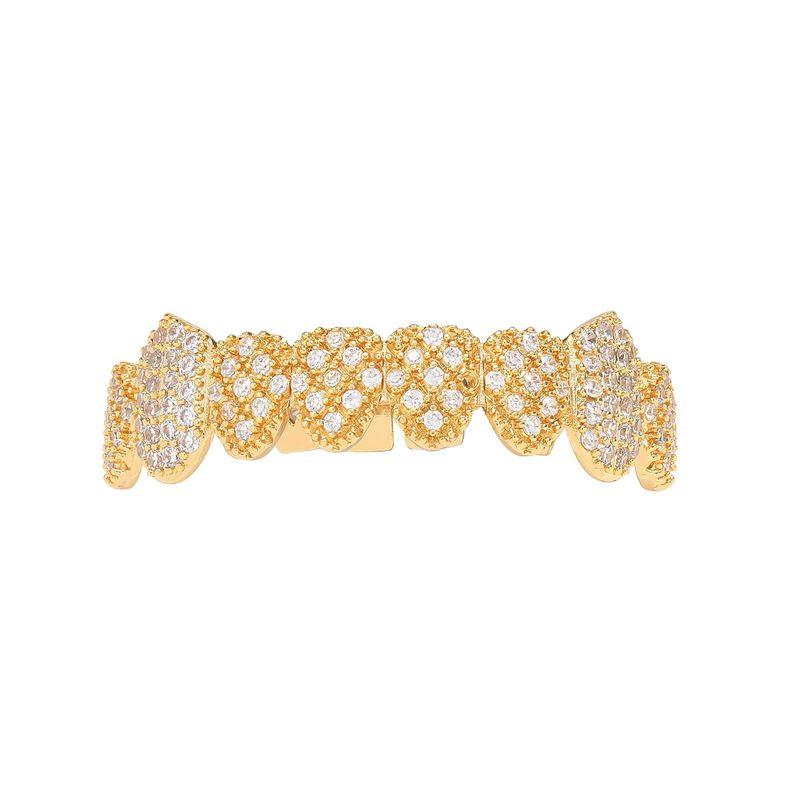 Körperschmuck Hip Hop Hosenträger Acht Fangzähne Mikro eingelegter Zirkon Halloween Dekorative Hosenträger Gold Persönlichkeit Kreative Accessoires_voghion.com