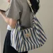 Yuxia | Capacity Striped Tote Women, Simple Fashion Shoulder For Class And Commute, Large Canvas Bag_voghion.com
