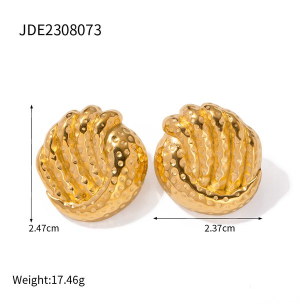 Instagram Titanium Staal Gevlochten Hamerpatroon Oorbellen, 2023 Nieuwe Trendy en Populaire Design Oorbellen_voghion.com