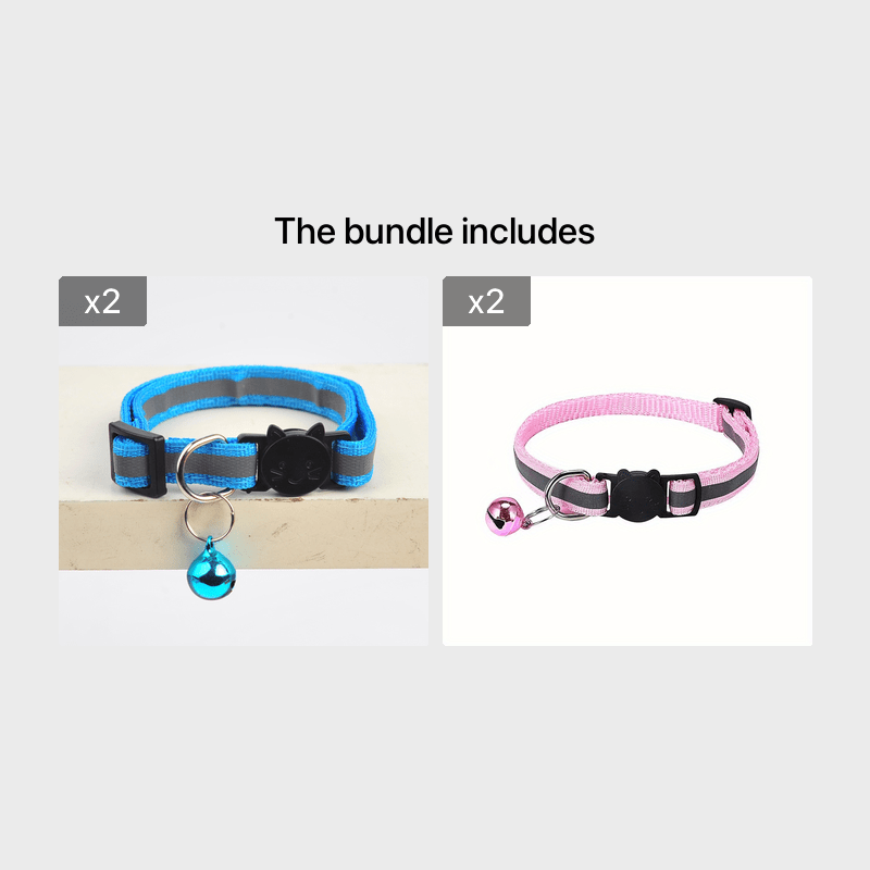 Collar para gato bonito y reflectante con cascabel - Diseño de cabeza de gato de dibujos animados_voghion.com