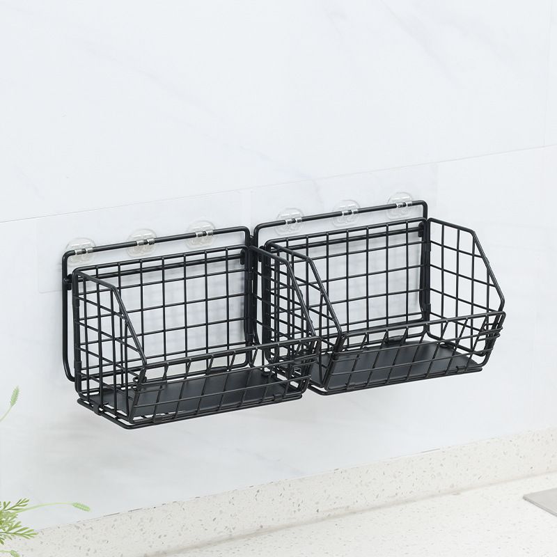 Wall-mounted Kitchen Rack Thickened Iron Storage Rack Non-perforated Folding Storage Basket for Vegetables and Fruits_voghion.com