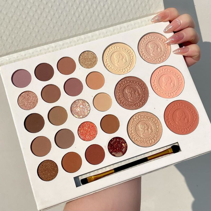 Noua tavă de fard de pleoape în 26 de culori Highlighter Blush Pearl Matte Glitter Glitter Fard de pleoape cu pensulă_voghion.com