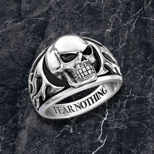 Totem Pattern Zircon Ring For Men Punk Dark Gothic Cool Style Fashion Jewelry_voghion.com